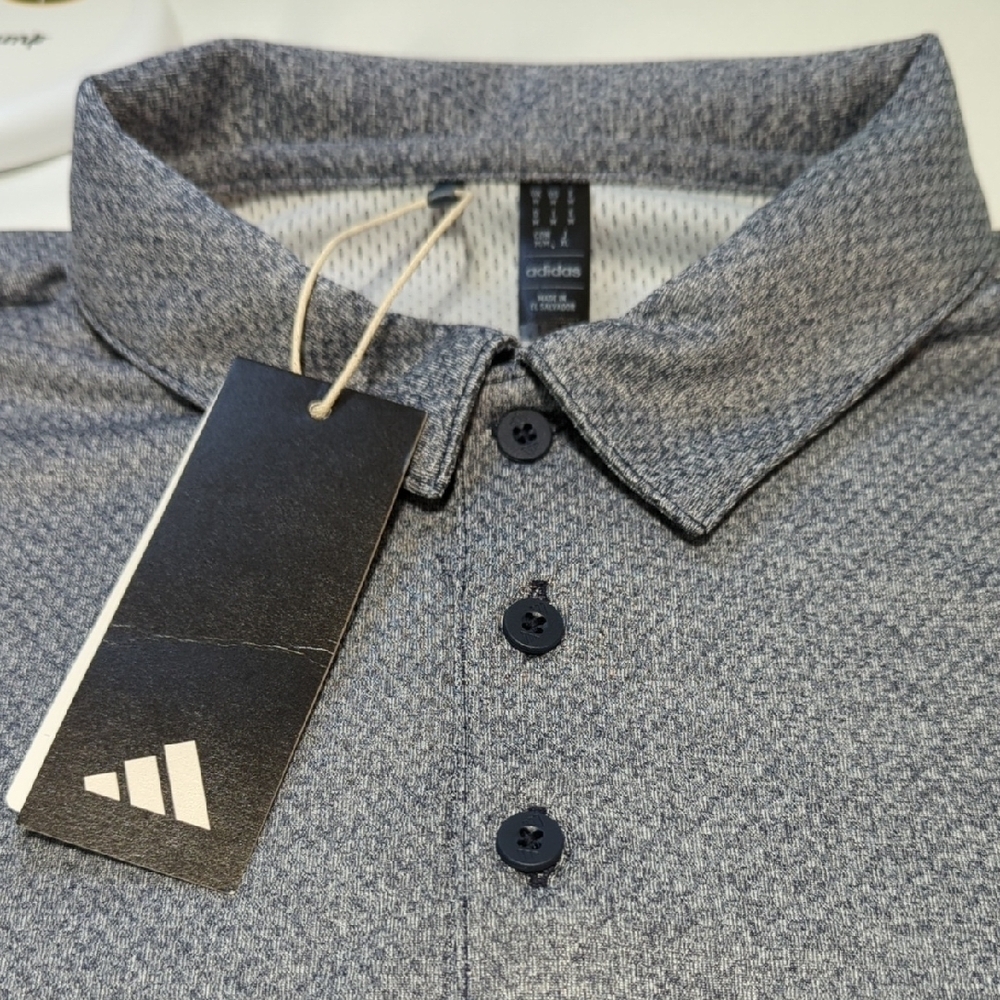 Adidas Men's Heathered Gray Polo Shirt - Picture 2 of 11